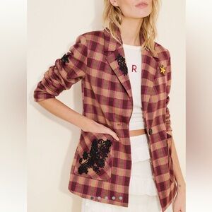 Avec Les Filles Plaid Pin Blazer